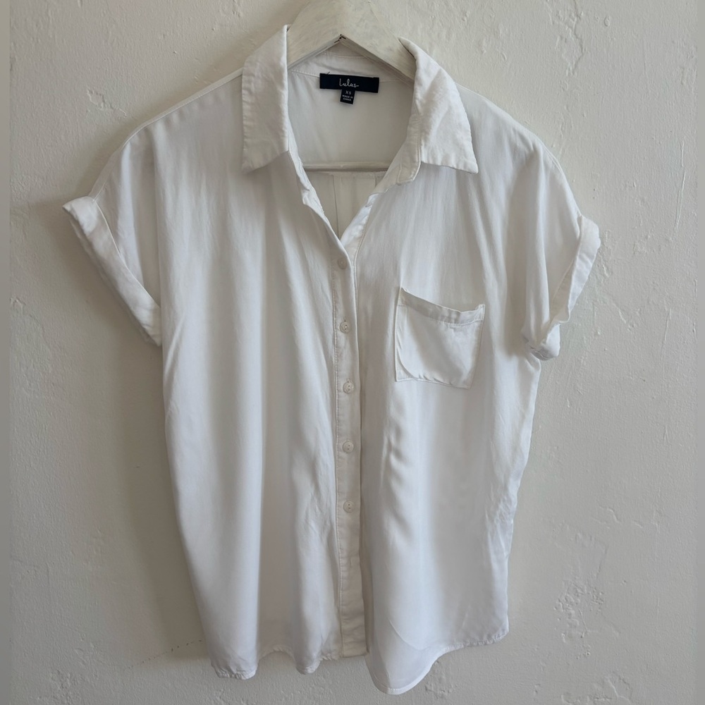 Lulus White Button-Up Short Sleeve Shirt